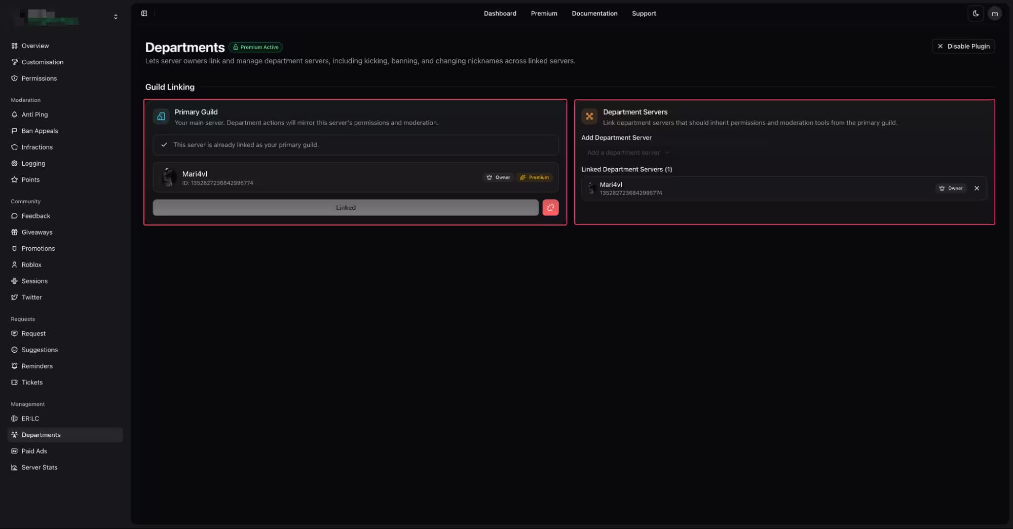 Preview of Boomerang's Department Plugin